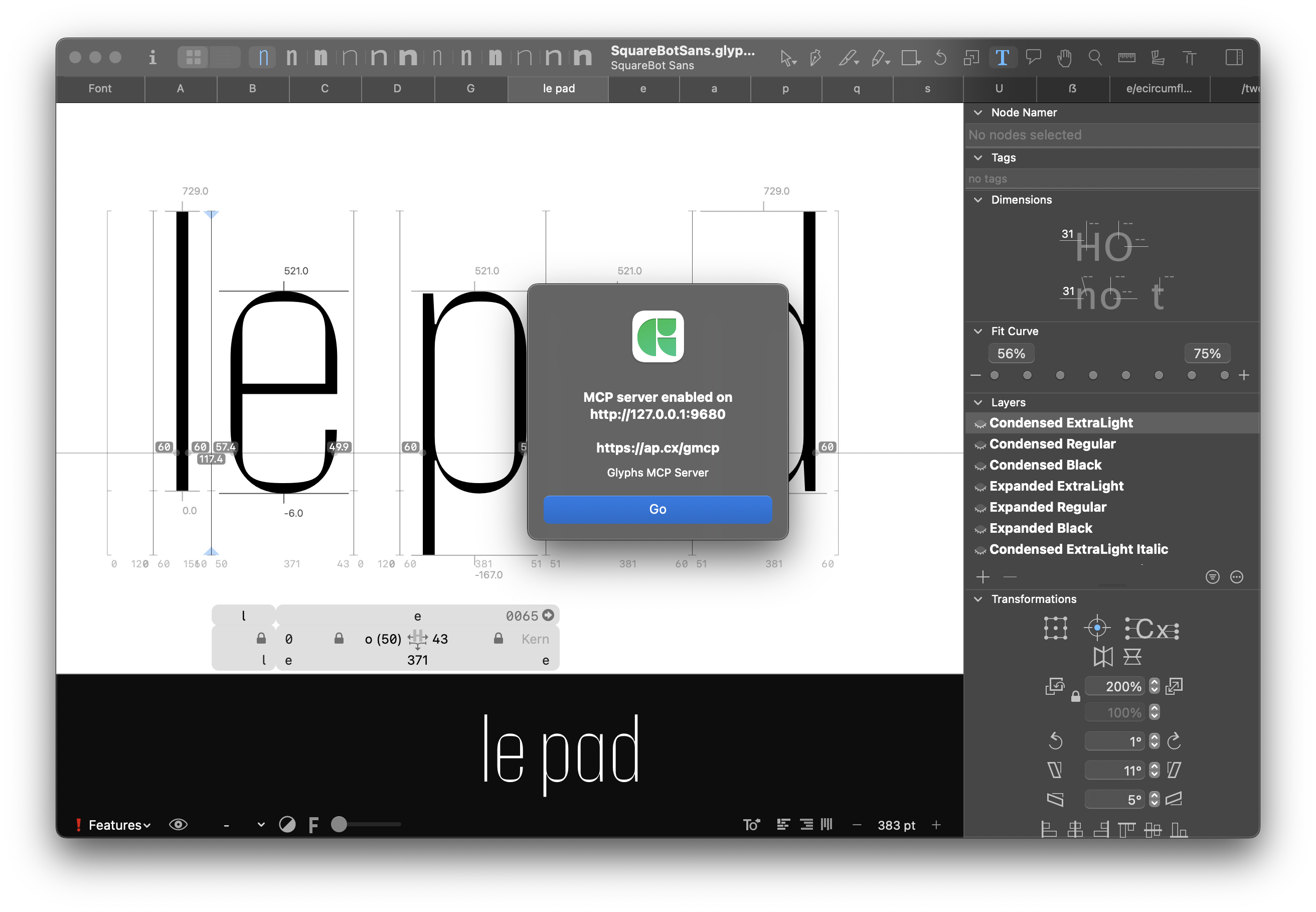 Glyphs MCP screenshot